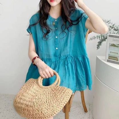 Luna Fashion Blouse met Pleats, Strik en Kant