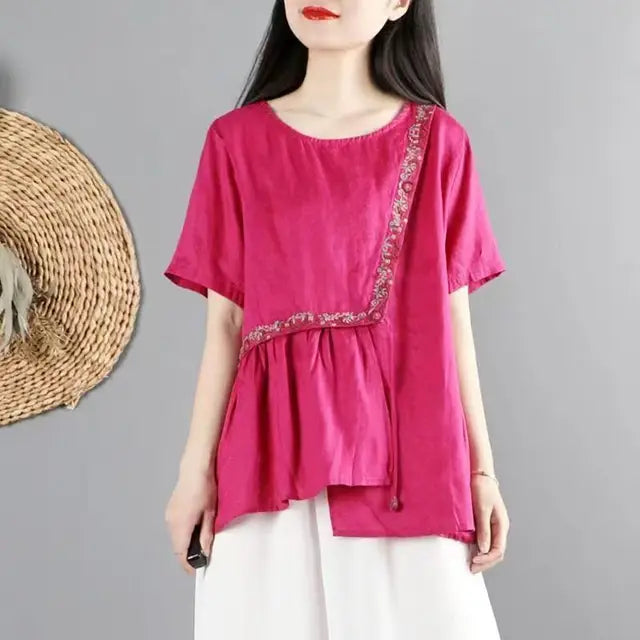 Lente Collectie van Eva: Zomerse Plezier Blouse met Borduurwerk
