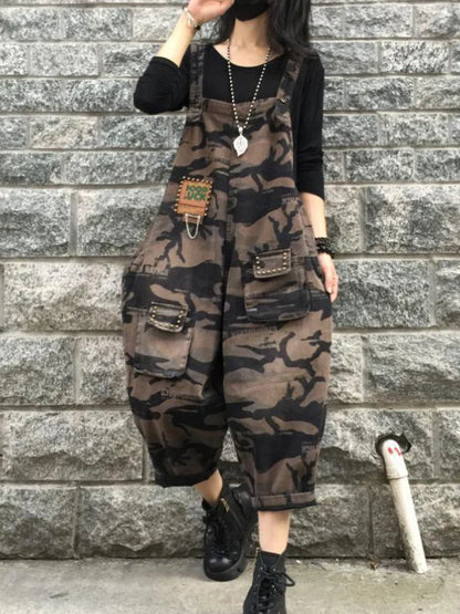 Stella Retro Camouflage Denim Overalls voor Trendy Vrouwen
