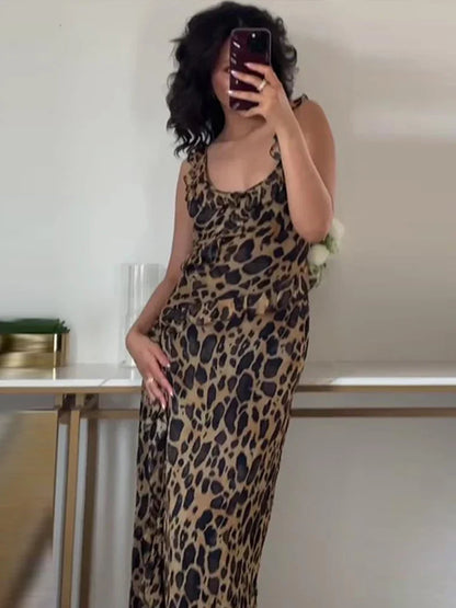GlamourGolven Ruche Chiffon Midi Jurk voor Zomerse