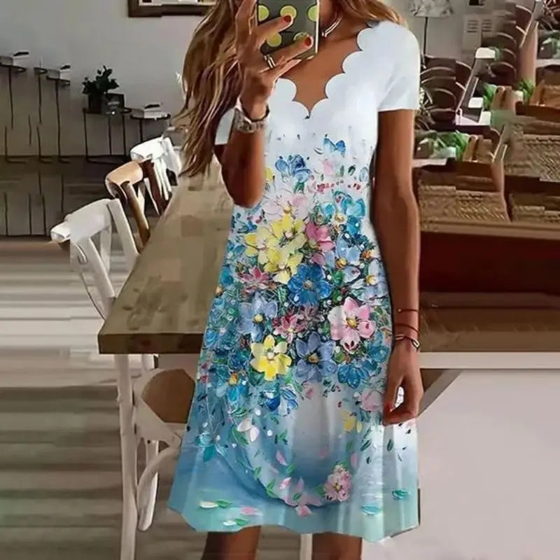 Zonneschijn Mode Bedrukte Zomerjurk voor Vrouwen