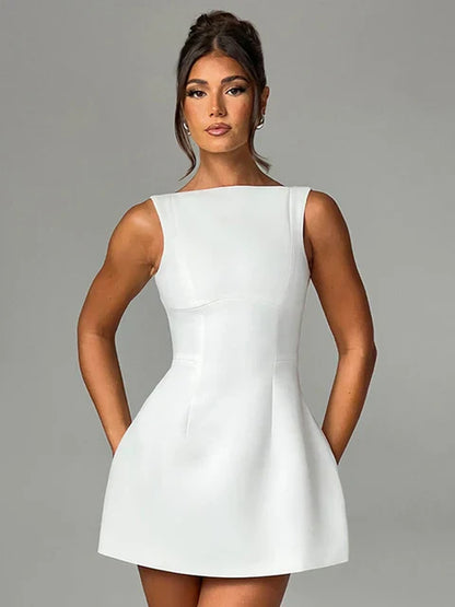 Witte Backless Mini Zomerjurk 2024