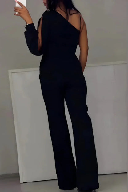 Moderne jumpsuit Dames | One-Shoulder & Wijde Pijpen