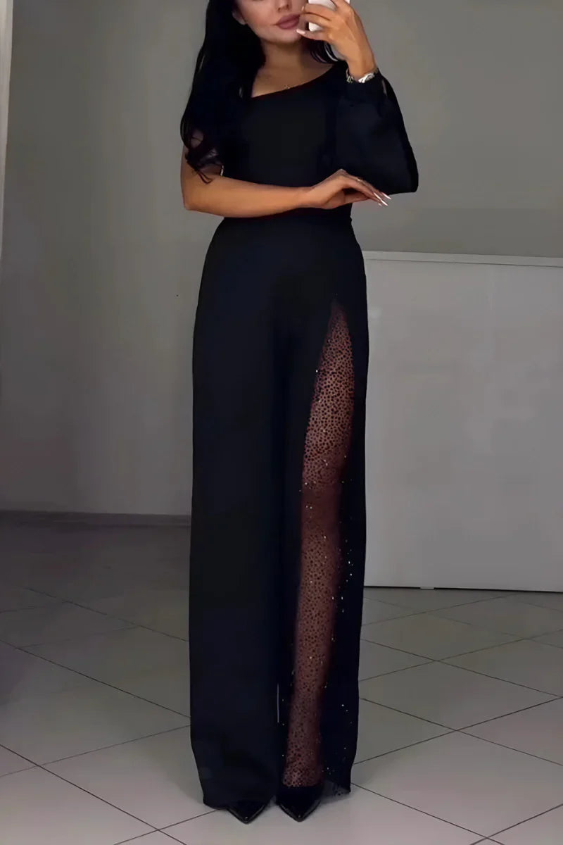 Moderne jumpsuit Dames | One-Shoulder & Wijde Pijpen