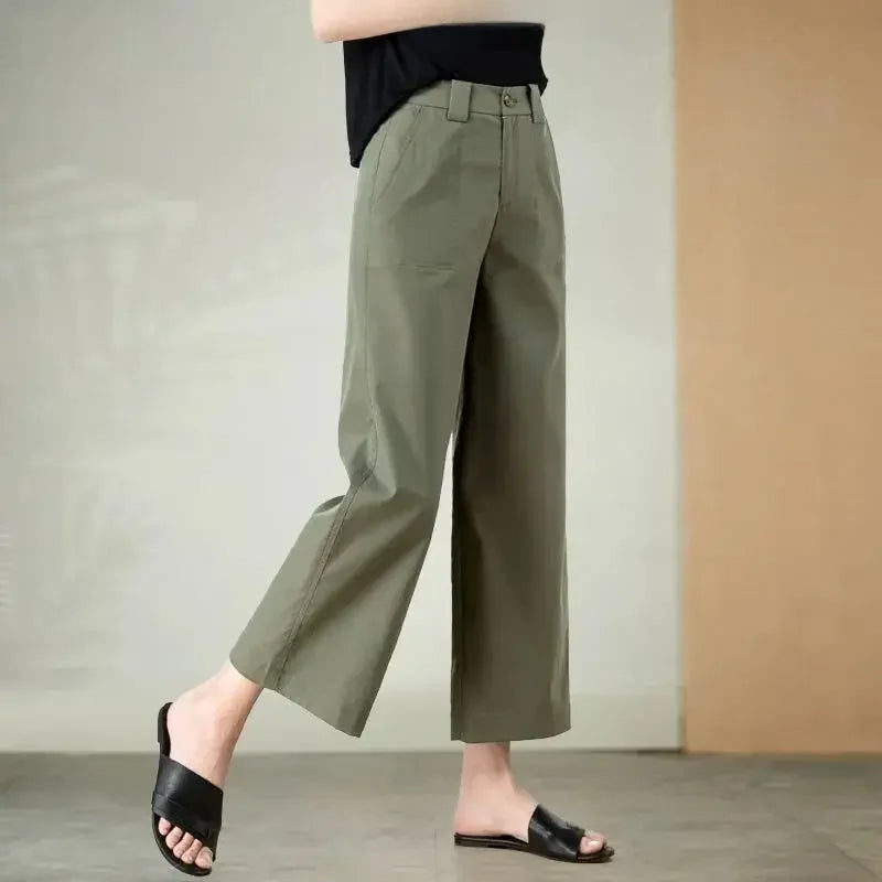 ModeFusion Zomer Kakikleurige Klokkenbroek