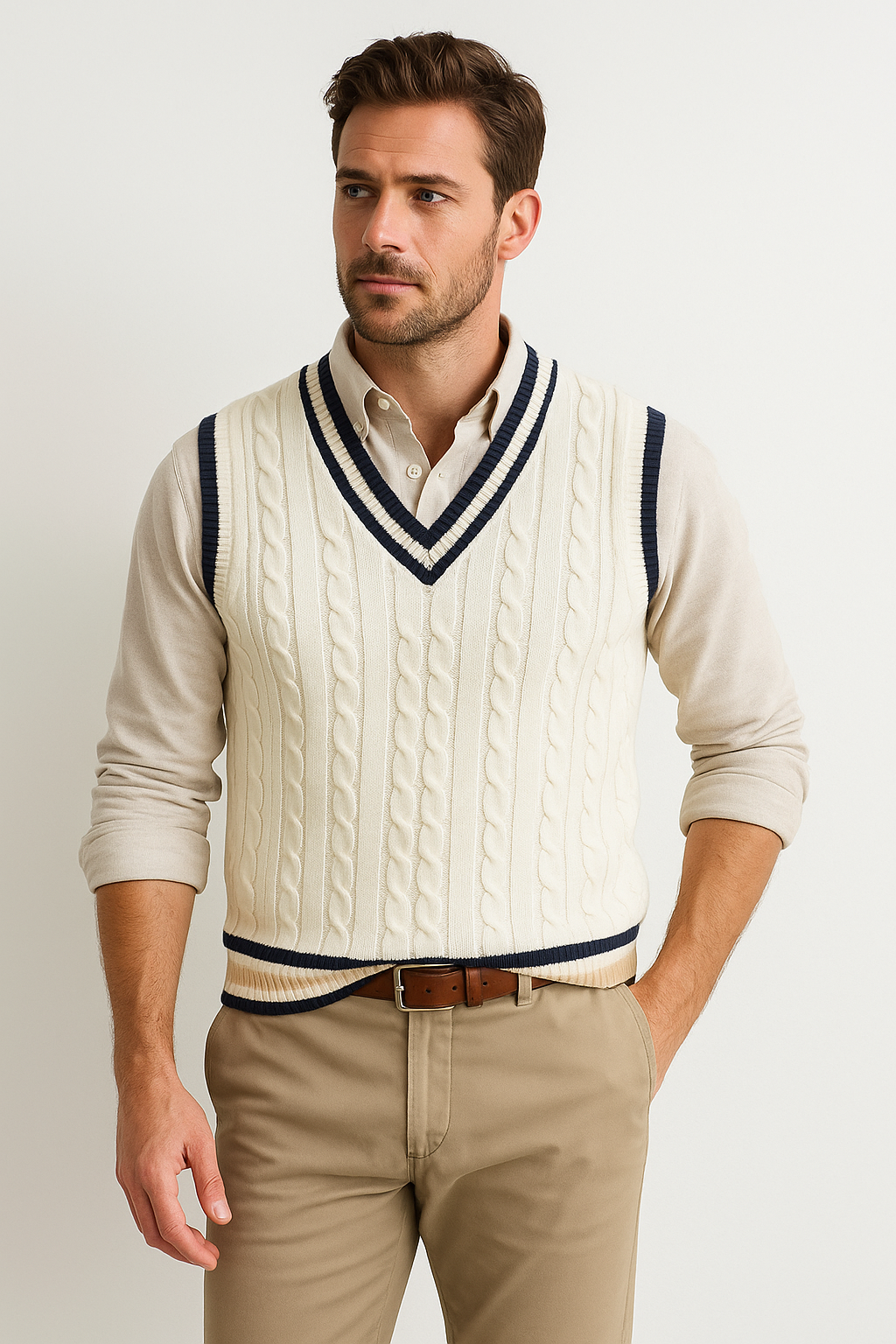 Mouwloos vest Kabelpatroon V-hals voor dames - Mode Vibes