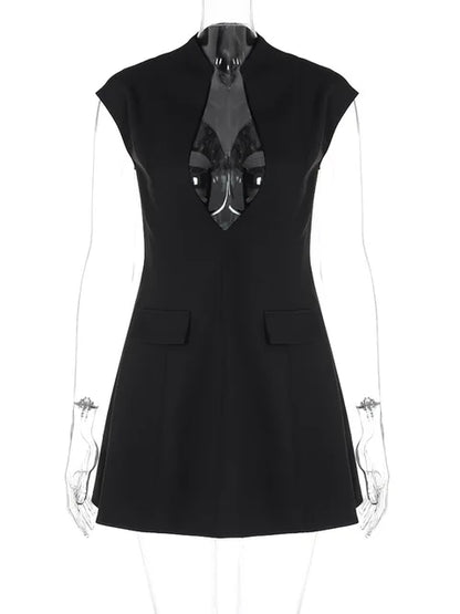 Zwarte Mouwloze Mini Jurk Voor Vrouwen van GlamourStyle