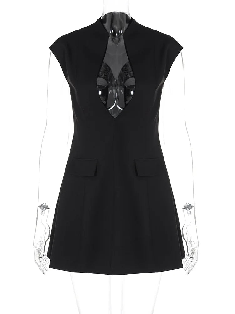 Zwarte Mouwloze Mini Jurk Voor Vrouwen van GlamourStyle
