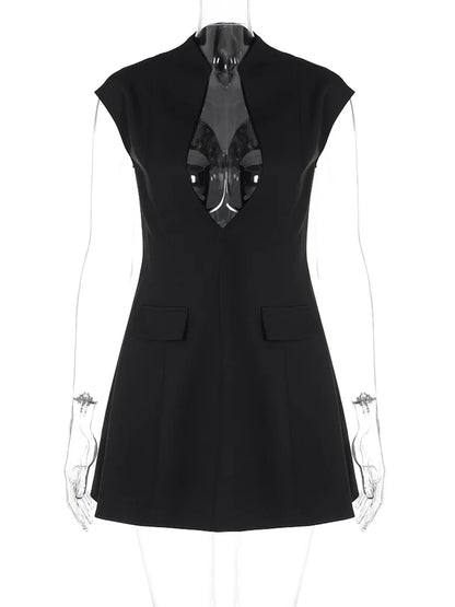 Zwarte Mouwloze Mini Jurk Voor Vrouwen van GlamourStyle