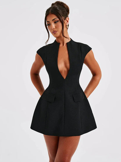 Zwarte Mouwloze Mini Jurk Voor Vrouwen van GlamourStyle