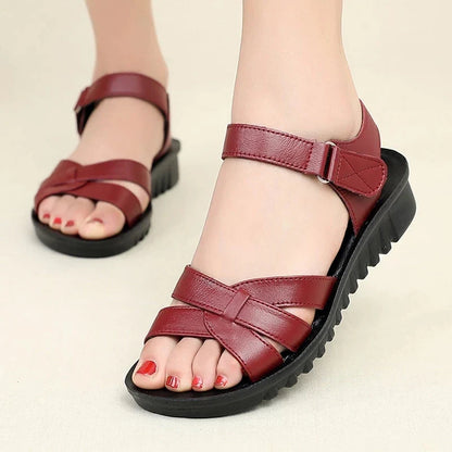 Zomerschoenen voor Vrouwen - Leren Zachte Zool Sandalen