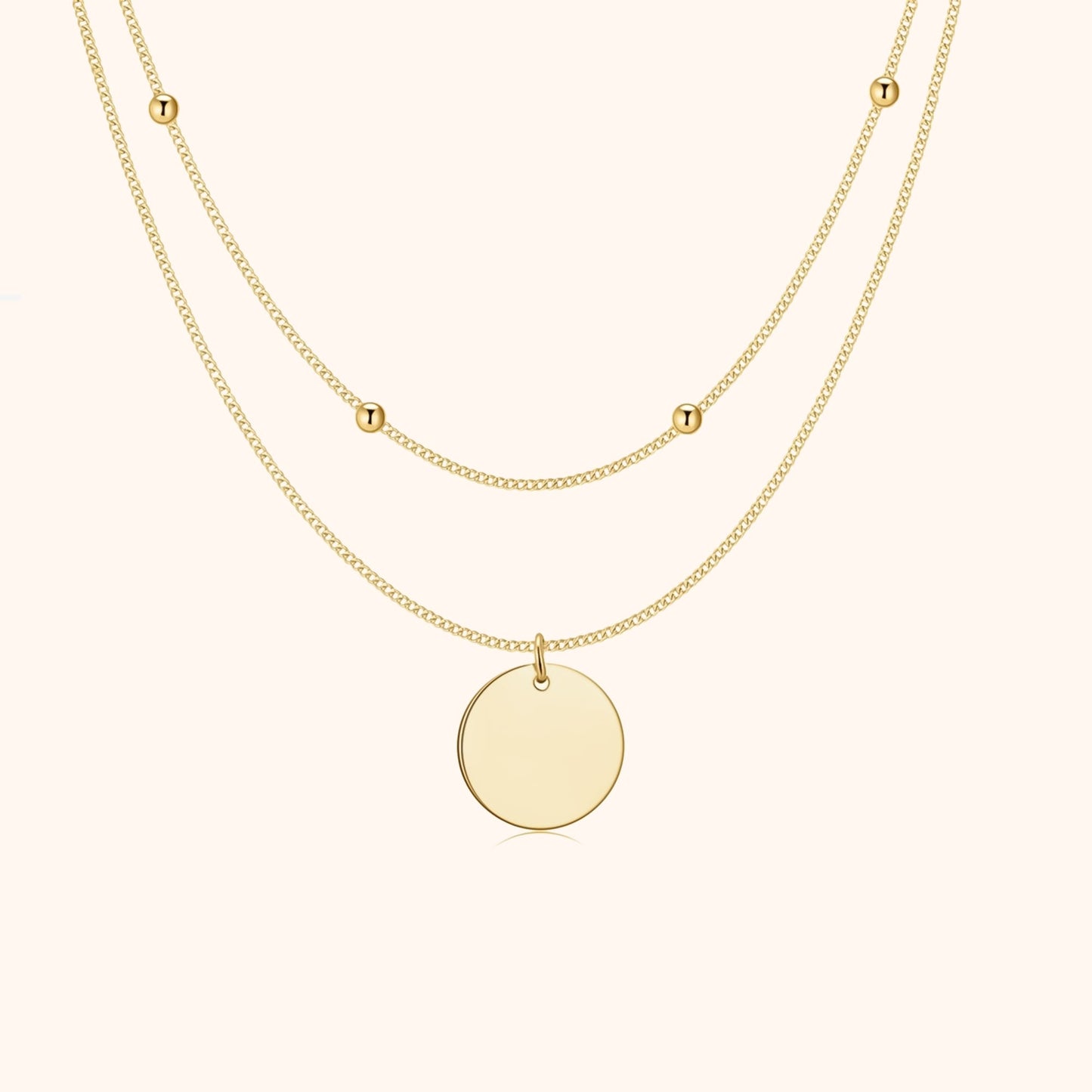 Gouden Dubbele Medaillon Halsketting vrouwelijk design
