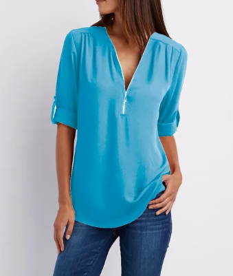 Vrouwen Blouse Met Ritssluiting Comfortabel en Stijlvol