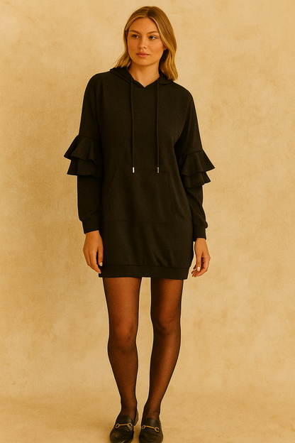 Dames Hoodie Jurk Comfortabel met Ruffles Mouwen
