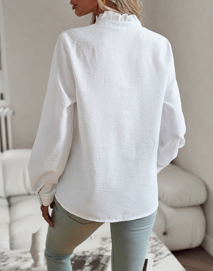 Dames Elegante Blouse met Lange Mouwen en Opstaande Kraag