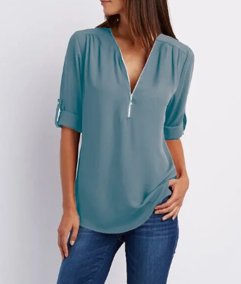 Vrouwen Blouse Met Ritssluiting Comfortabel en Stijlvol
