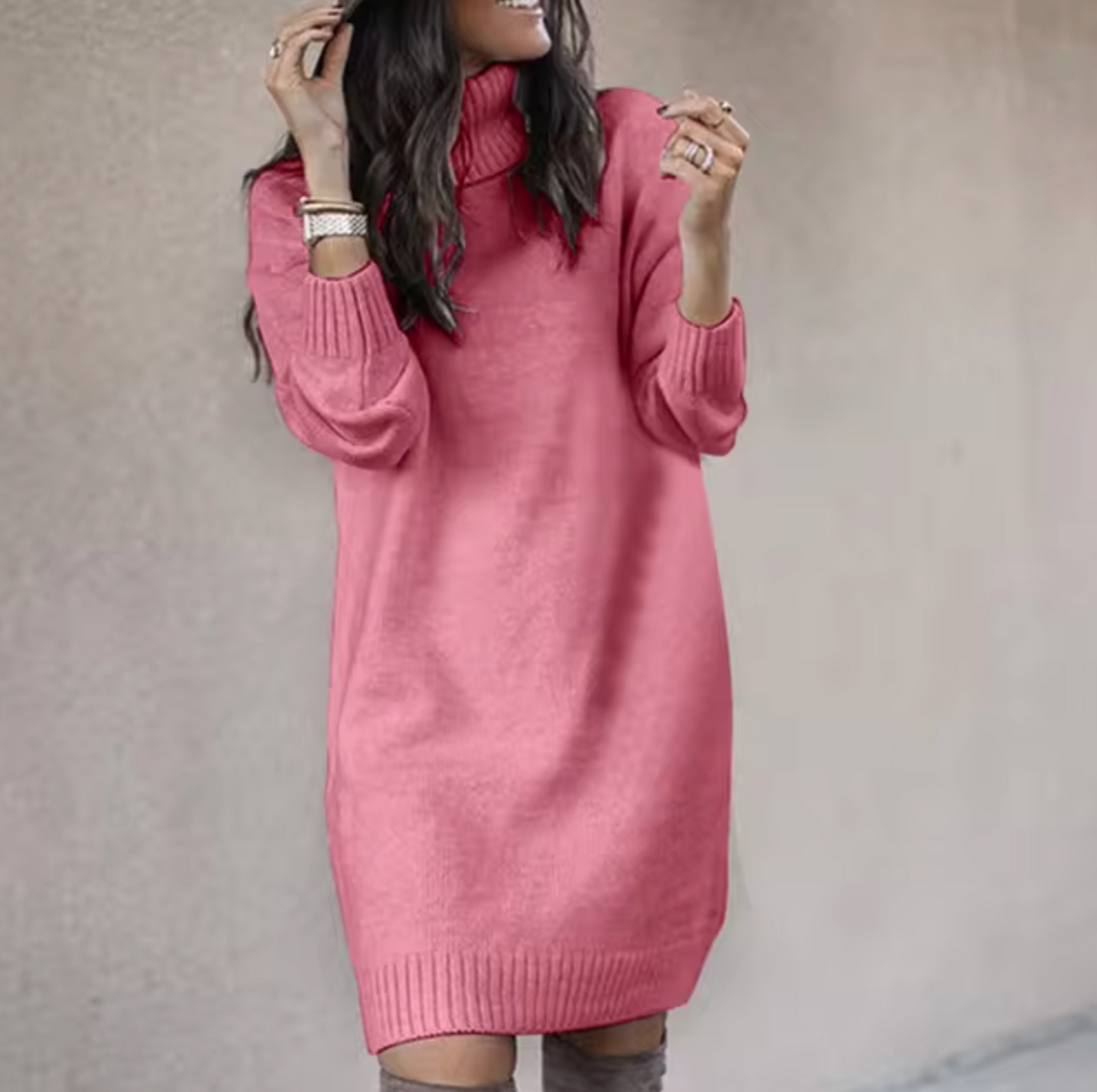 Nadine | Elegante abito in maglia a collo alto