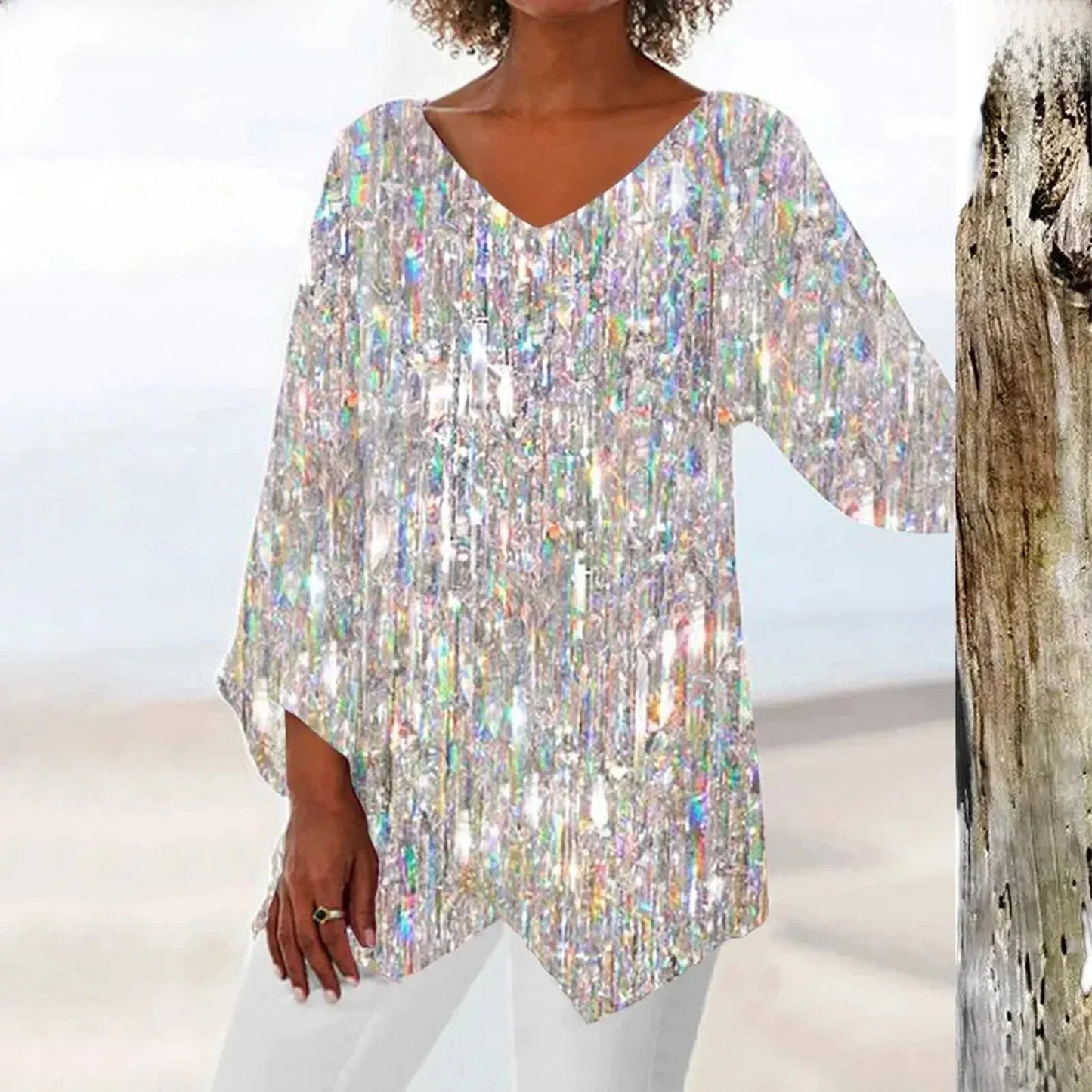 Nadine | Top alla moda a maniche lunghe con scollo a V