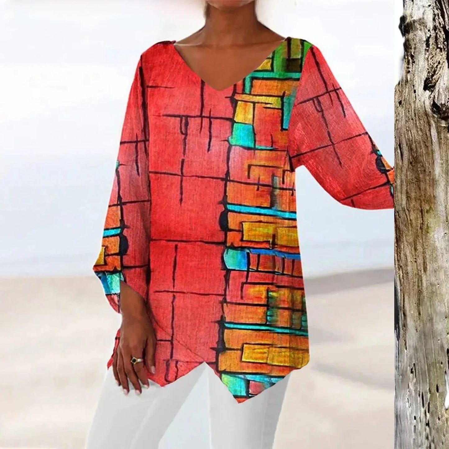 Nadine | Top alla moda a maniche lunghe con scollo a V