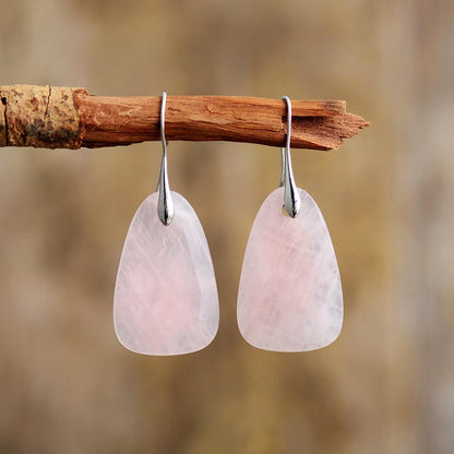 Rozenkwarts Oorbellen Bescherming Natuursteen Sieraden - Mode Vibes