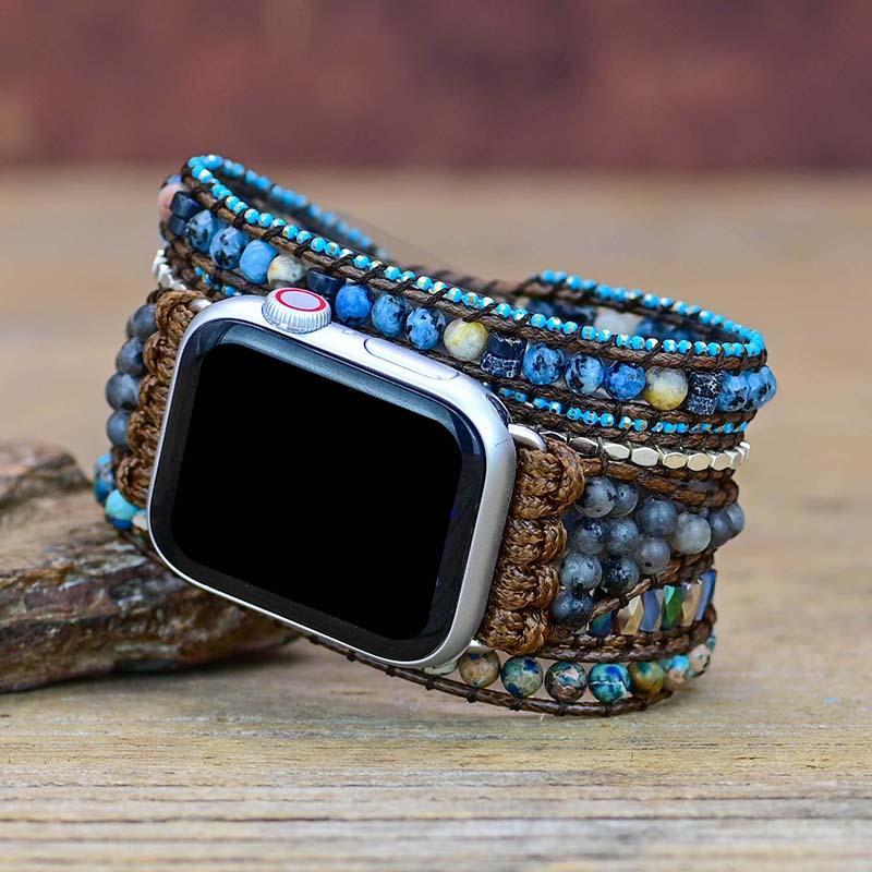 Edelsteen Apple Watch Bandje Blauw Azure
