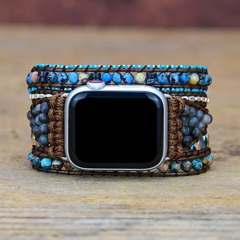 Edelsteen Apple Watch Bandje Blauw Azure