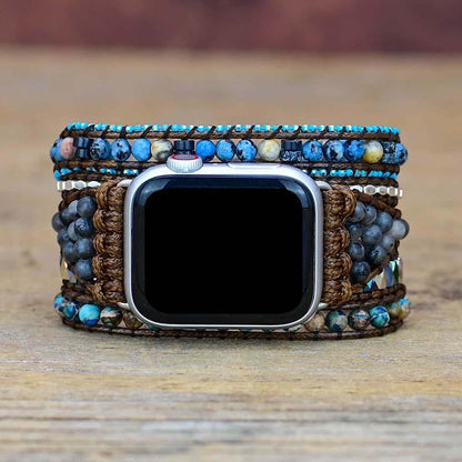 Edelsteen Apple Watch Bandje Blauw Azure