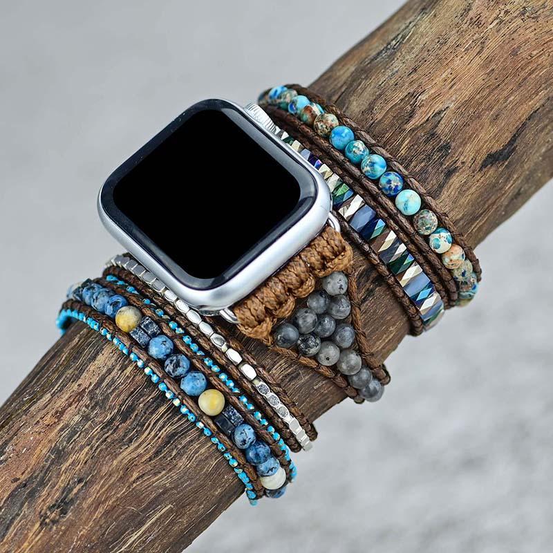 Edelsteen Apple Watch Bandje Blauw Azure