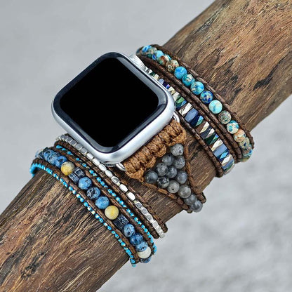 Edelsteen Apple Watch Bandje Blauw Azure