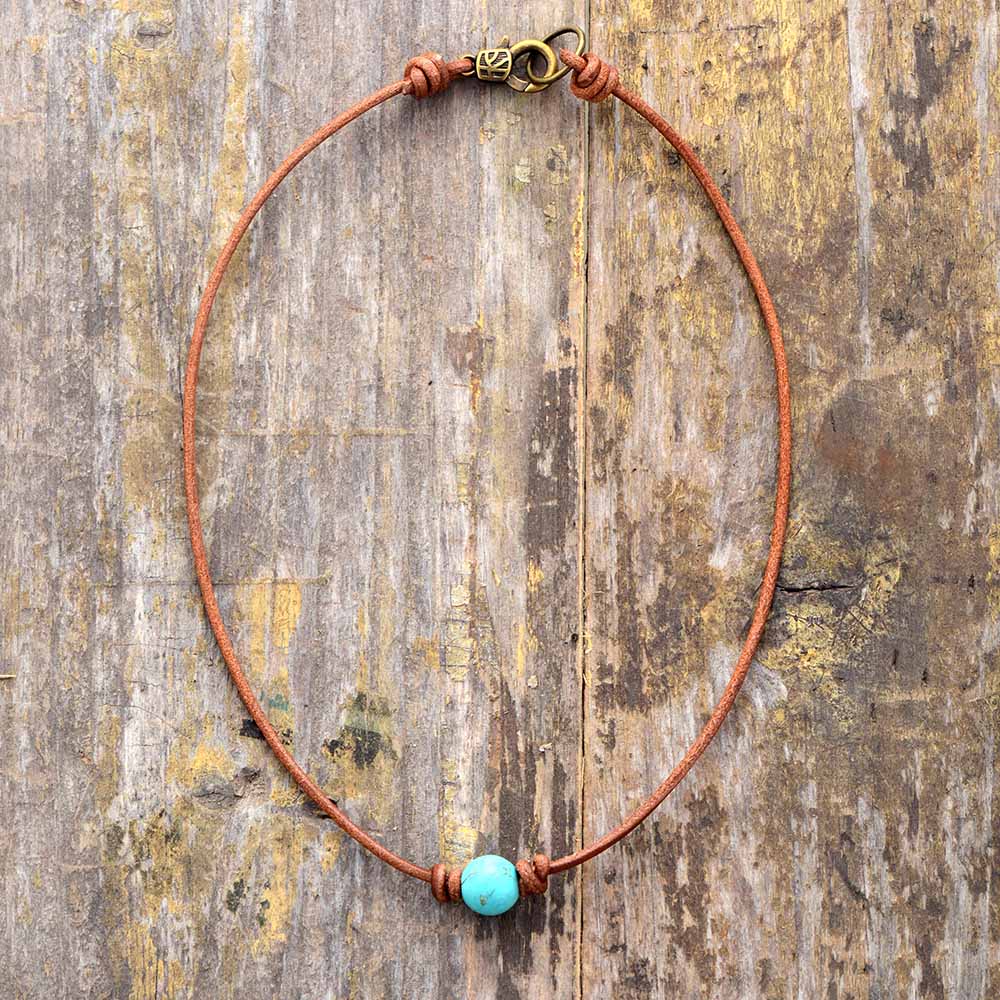 Turkoois Choker Ketting Zilverkleurig Calista