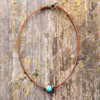 Turkoois Choker Ketting Zilverkleurig Calista