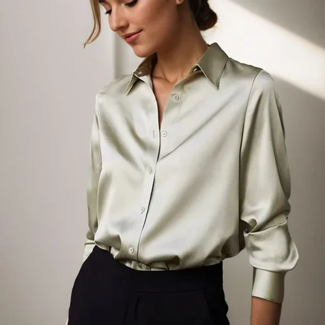 VELANORA- casual losse satijnen blouse
