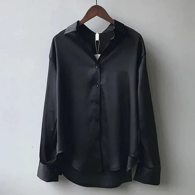 VELANORA- casual losse satijnen blouse