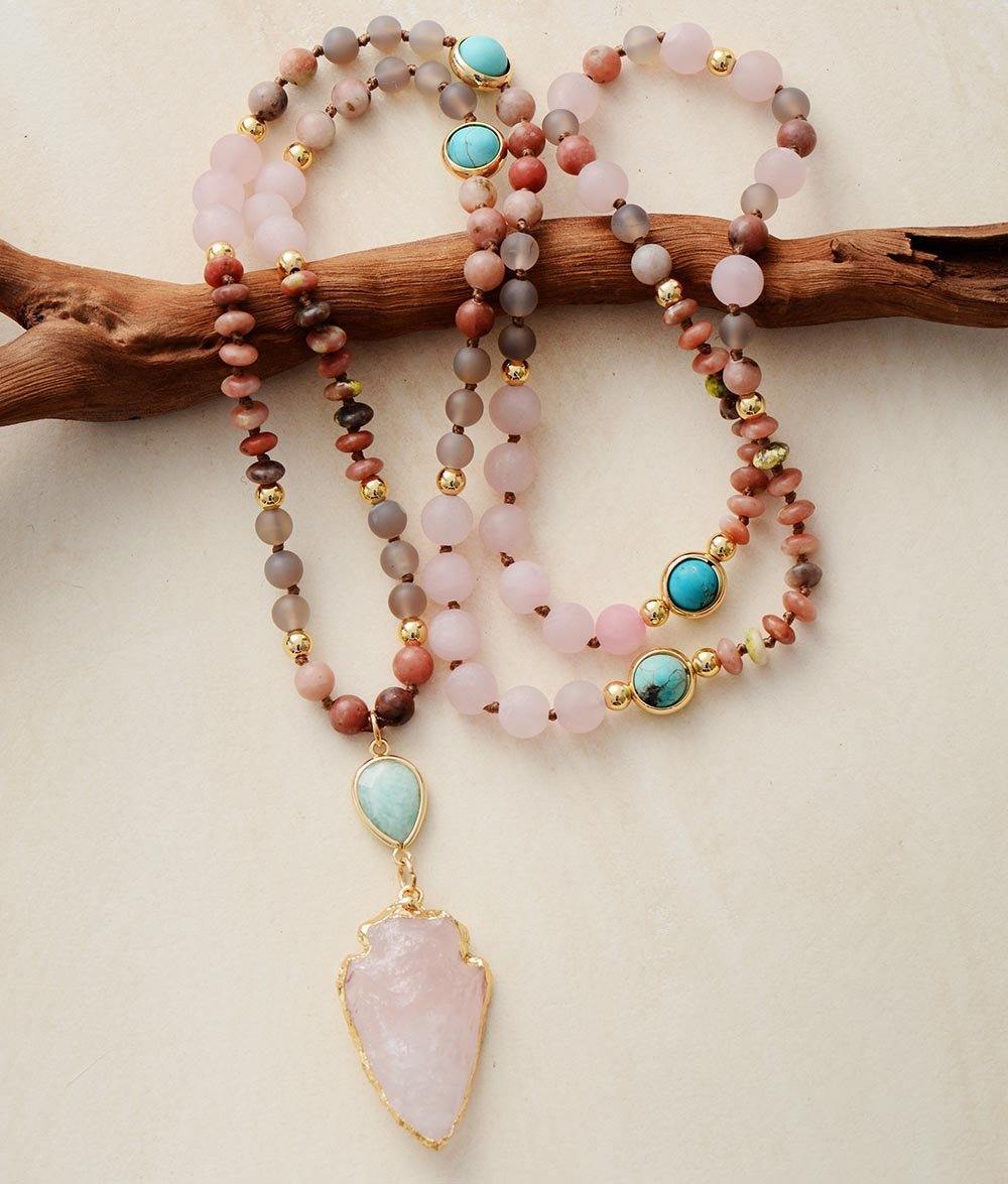 Ketting met Rozenkwarts en Amazoniet Edelsteen Bescherming - Mode Vibes