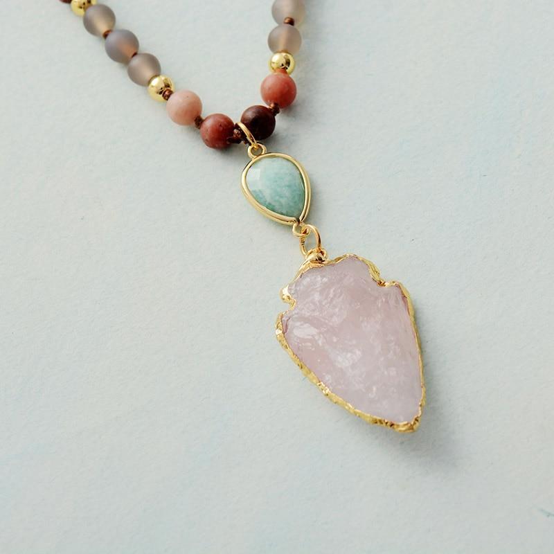 Ketting met Rozenkwarts en Amazoniet Edelsteen Bescherming