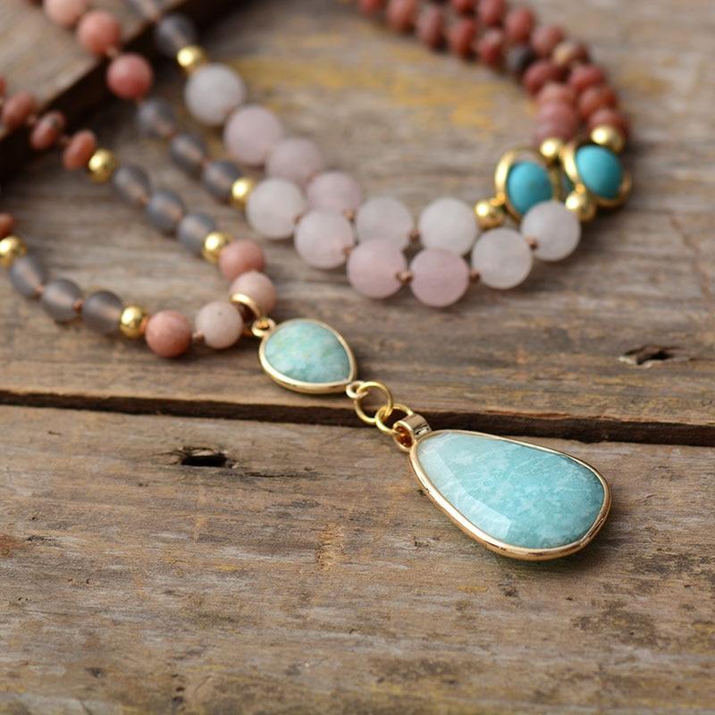 Mala Ketting Pastel Reinigend Edelsteen Halsketting - Mode Vibes