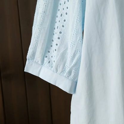 Lente Katoenen Doorkijkblouse voor Vrouwen