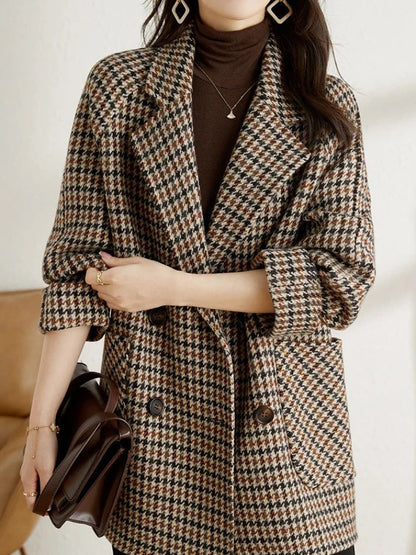 Geruite Blazer Oversized Klassieke Tijdloze Stijl