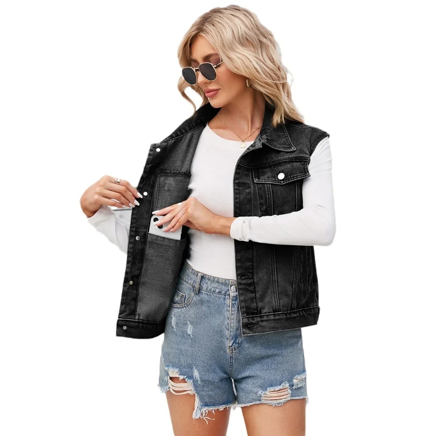 Dames Denim Vest Blauw Jeansmodel