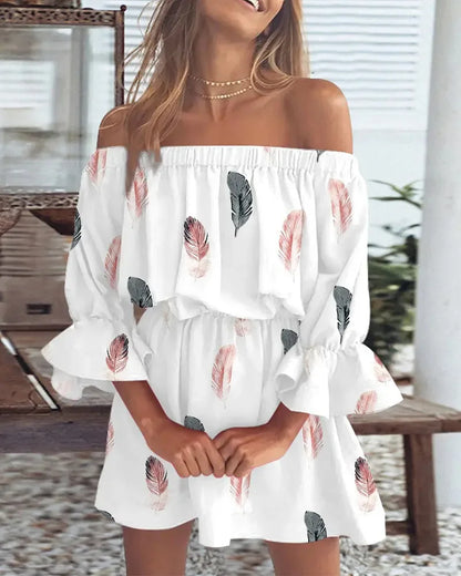 Verleidelijke Fashion Dress met Eén Schouder en Print voor Vrouwen