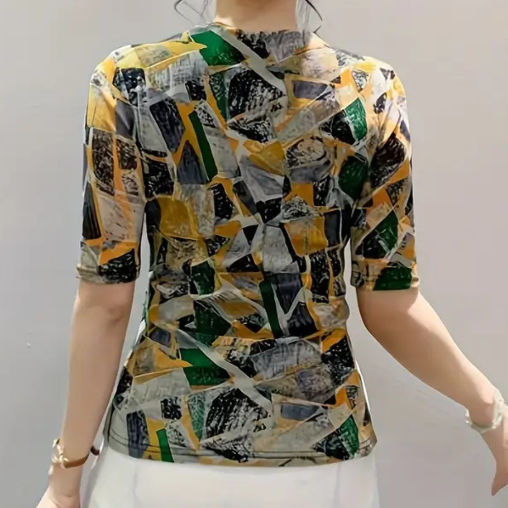 Dames Blouse V-hals Zomerjurk Vrolijk Kleurrijk