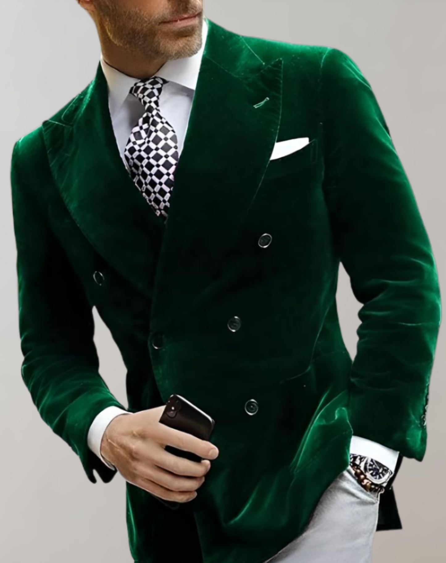 Heren Blazer Twee Rijen Knopen Fluwelen Stof - Mode Vibes