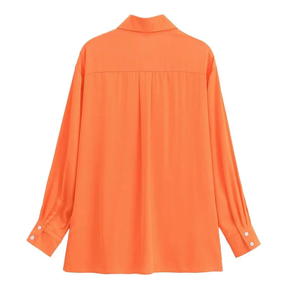 Krachtige Oranje Blouse met Lange Mouwen