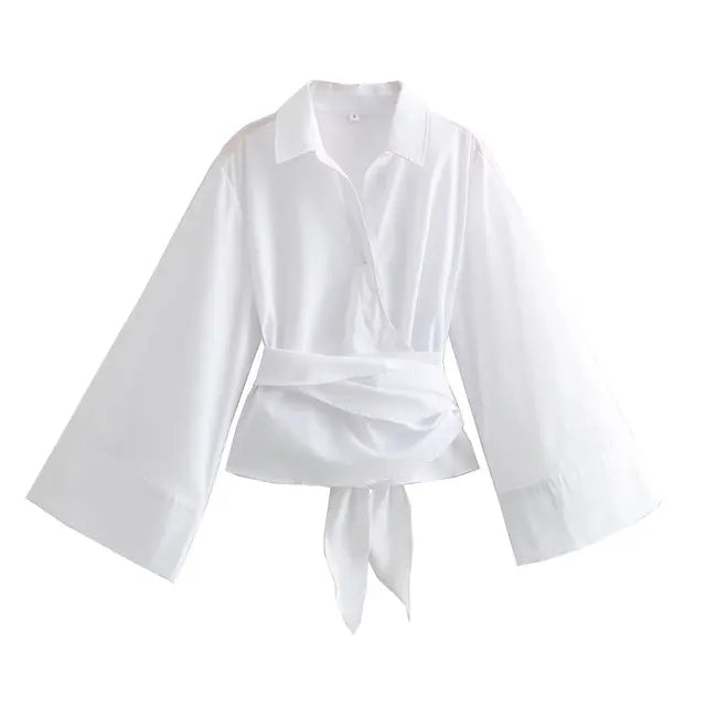 ModaChic Lange Mouwen Blouse met Strikceintuur