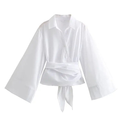 ModaChic Lange Mouwen Blouse met Strikceintuur