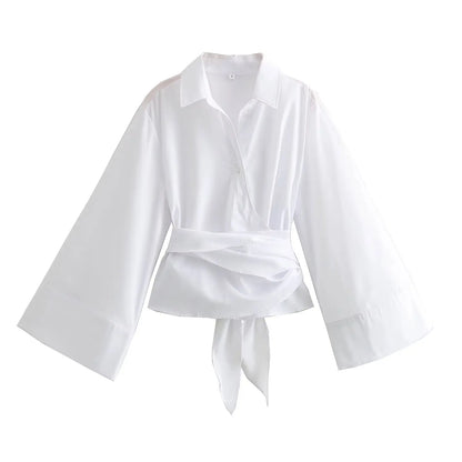 ModaChic Lange Mouwen Blouse met Strikceintuur