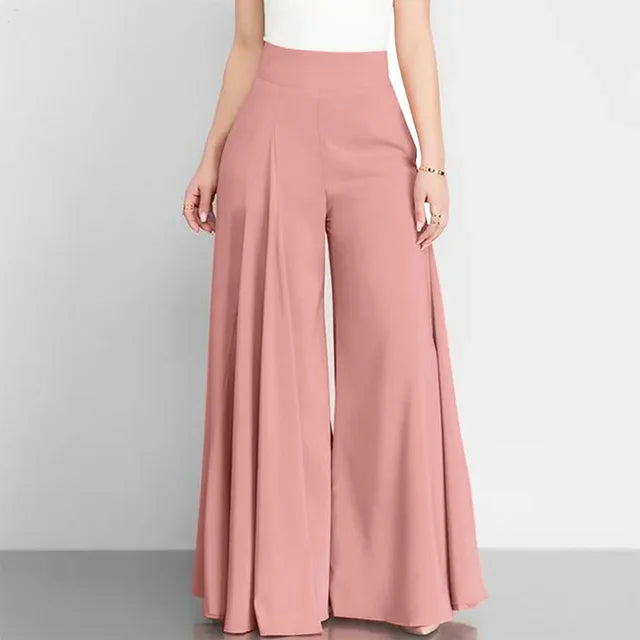 ChicVrouw Nieuwe 2024 Hoge Taille Formele Satijnen Wijde Pijpen Broek