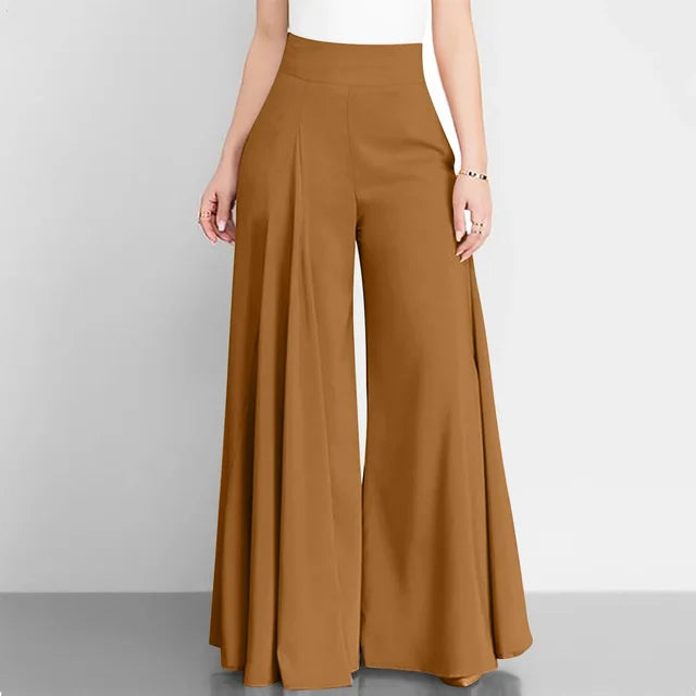 ChicVrouw Nieuwe 2024 Hoge Taille Formele Satijnen Wijde Pijpen Broek