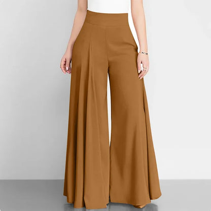 ChicVrouw Nieuwe 2024 Hoge Taille Formele Satijnen Wijde Pijpen Broek