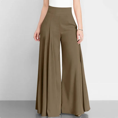 ChicVrouw Nieuwe 2024 Hoge Taille Formele Satijnen Wijde Pijpen Broek